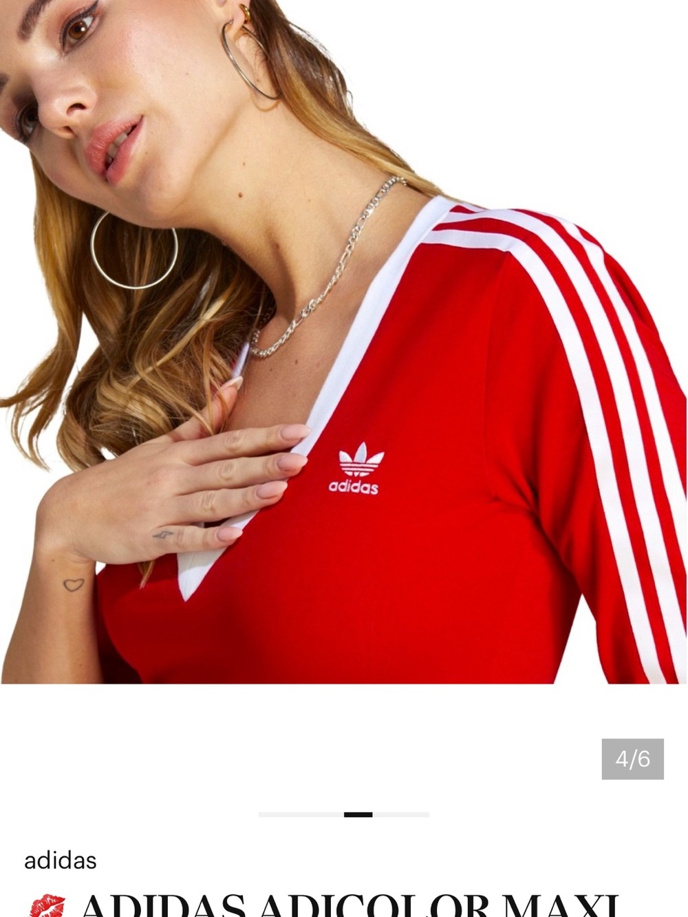 adidas Red Maxi Dress with White Trim - Picture 3 of 6